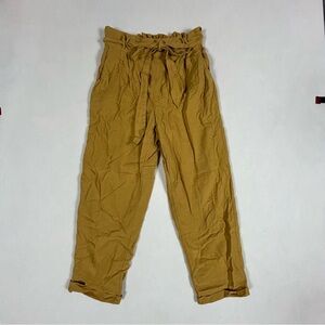 American Eagle Mustard Yellow Paperbag Pants Women’s M Belted High Rise Tapered